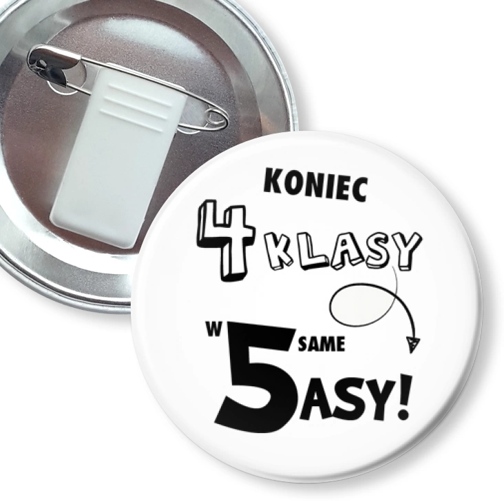 przypinka z żabką i agrafką Koniec 4 klasy