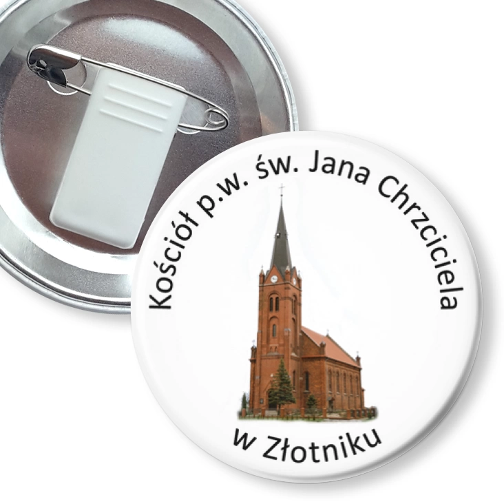 przypinka z żabką i agrafką Kościół Św. Jana Chrzciciela w Złotniku