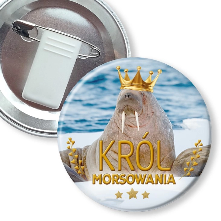 przypinka z żabką i agrafką Król morsowania