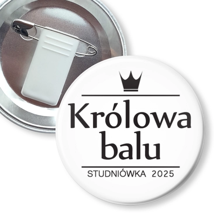 przypinka z żabką i agrafką Królowa balu na studniówkę