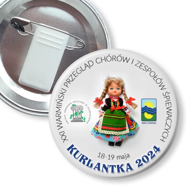 przypinka z żabką i agrafką Kurlantka 2024