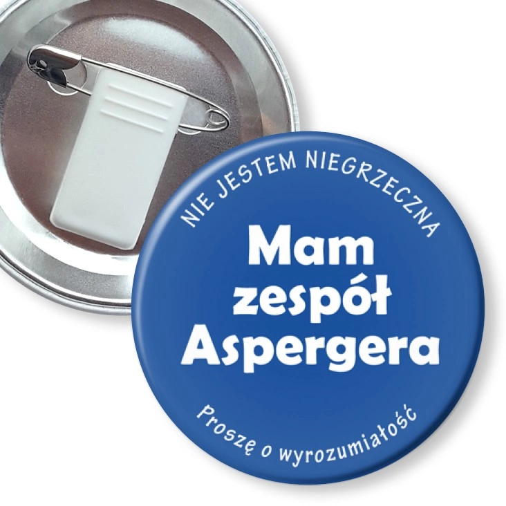 przypinka z żabką i agrafką Mam zespół Aspergera