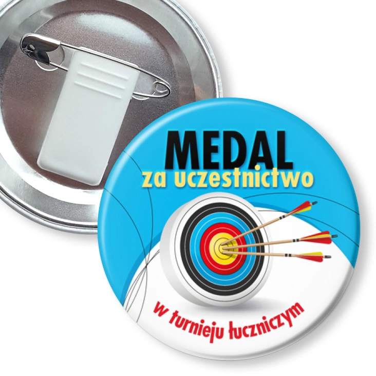 przypinka z żabką i agrafką Medal za uczestnictwo u turnieju łuczniczym