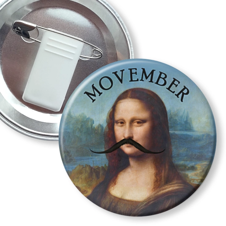 przypinka z żabką i agrafką Movember Mona Lisa