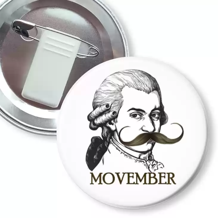 przypinka z żabką i agrafką Movember Mozart
