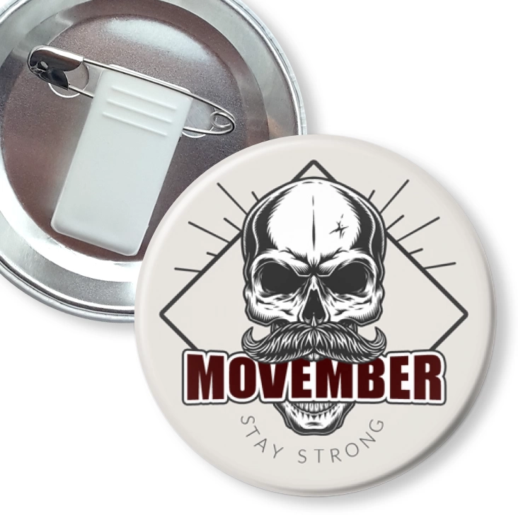 przypinka z żabką i agrafką Movember stay strong