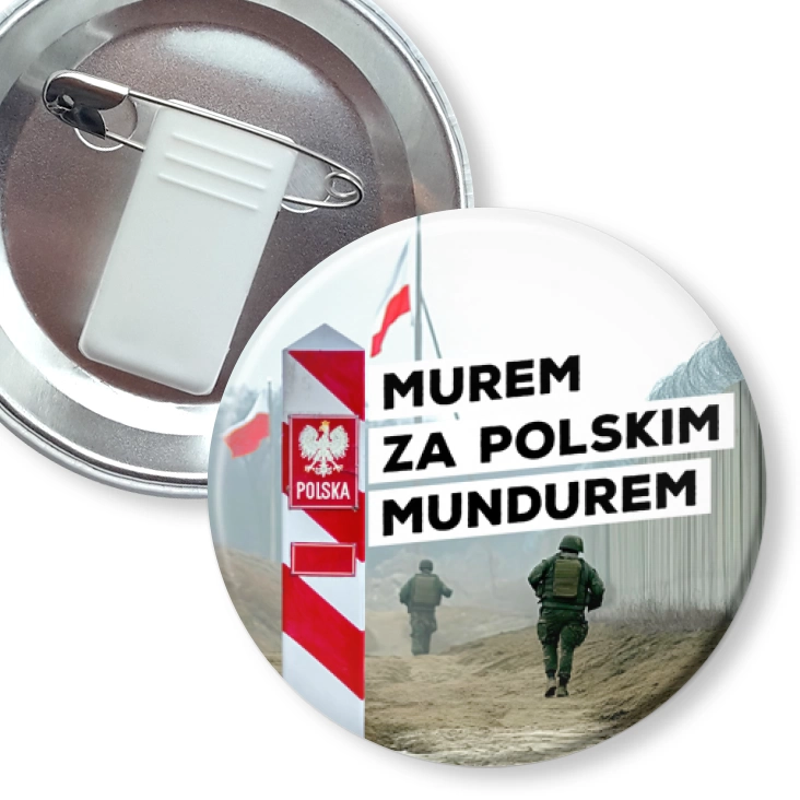 przypinka z żabką i agrafką Murem za polskim mundurem na granicy państwa