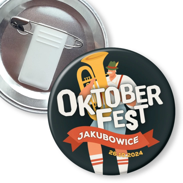 przypinka z żabką i agrafką Oktoberfest Jakubowice 2024