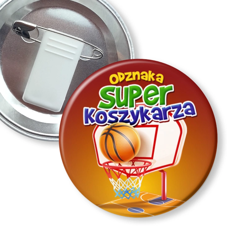 przypinka z żabką i agrafką Odznaka Super Koszykarza