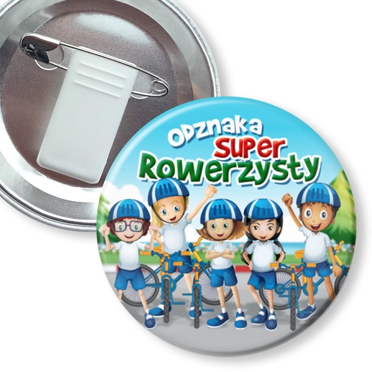 przypinka z żabką i agrafką Odznaka Super Rowerzysty