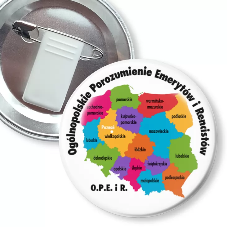 przypinka z żabką i agrafką OPEiR