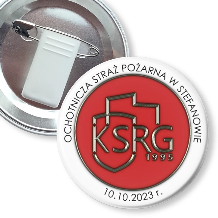 przypinka z żabką i agrafką OSP Stefanów