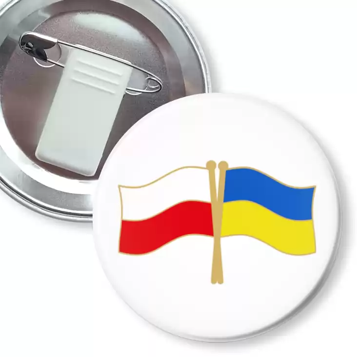 przypinka z żabką i agrafką Polska-Ukraina flagi