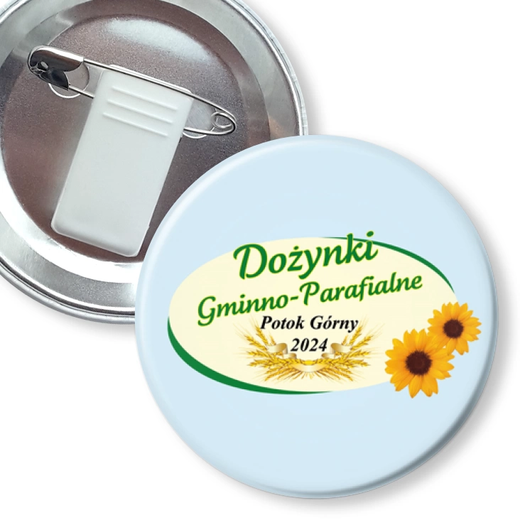 przypinka z żabką i agrafką Potok Górny Dożynki 2024