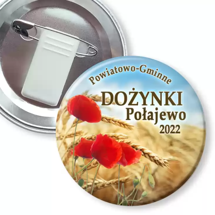 przypinka z żabką i agrafką Powiatowo-Gminne Dożynki Połajewo 2022
