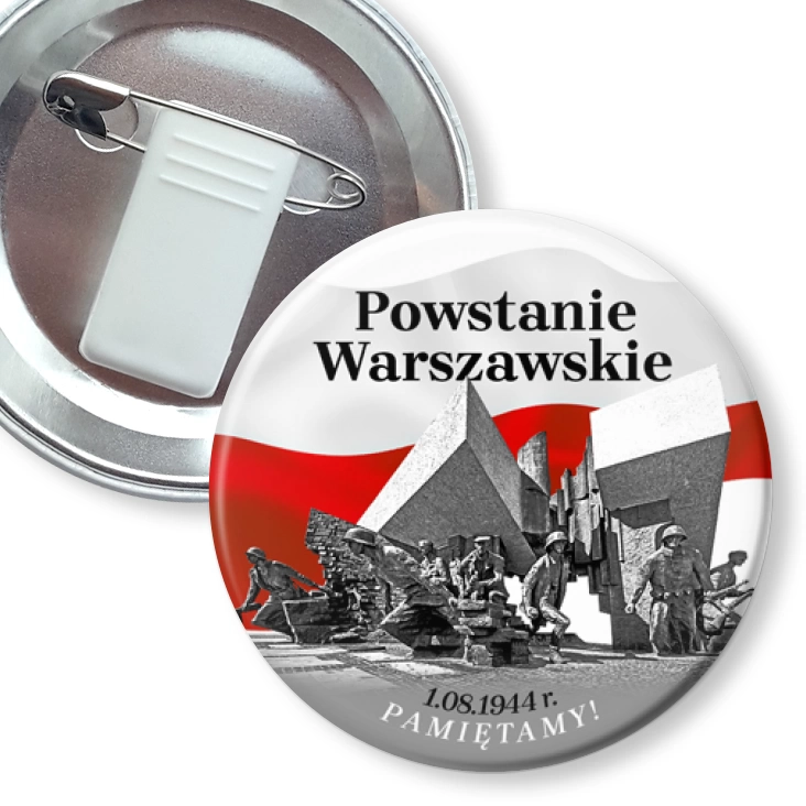 przypinka z żabką i agrafką Powstanie Warszawskie Pomnik