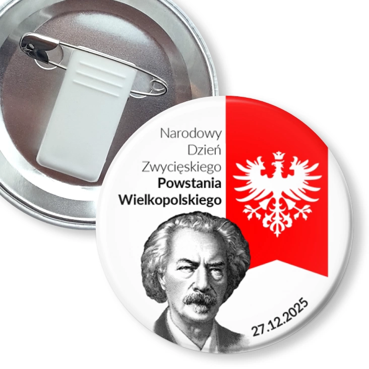 przypinka z żabką i agrafką Powstanie Wielkopolskie Paderewski