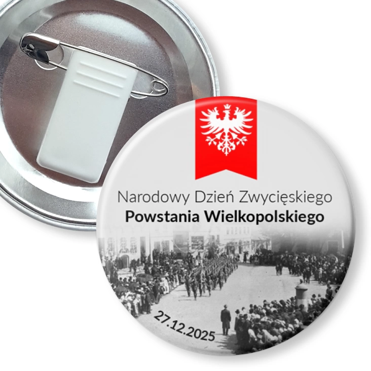 przypinka z żabką i agrafką Powstanie Wielkopolskie Wręczenie Sztandaru