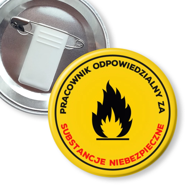przypinka z żabką i agrafką Pracownik odpowiedzialny za substancje niebezpieczne