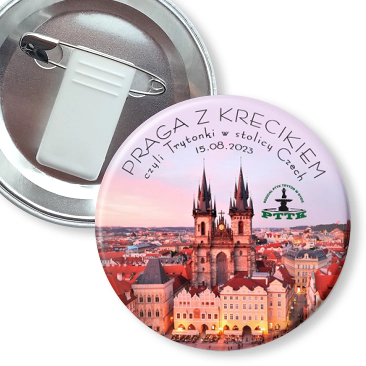 przypinka z żabką i agrafką Praga z krecikiem