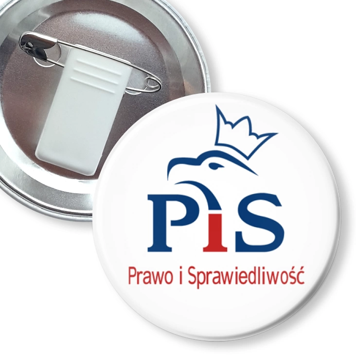 przypinka z żabką i agrafką Prawo i Sprawiedliwość PiS