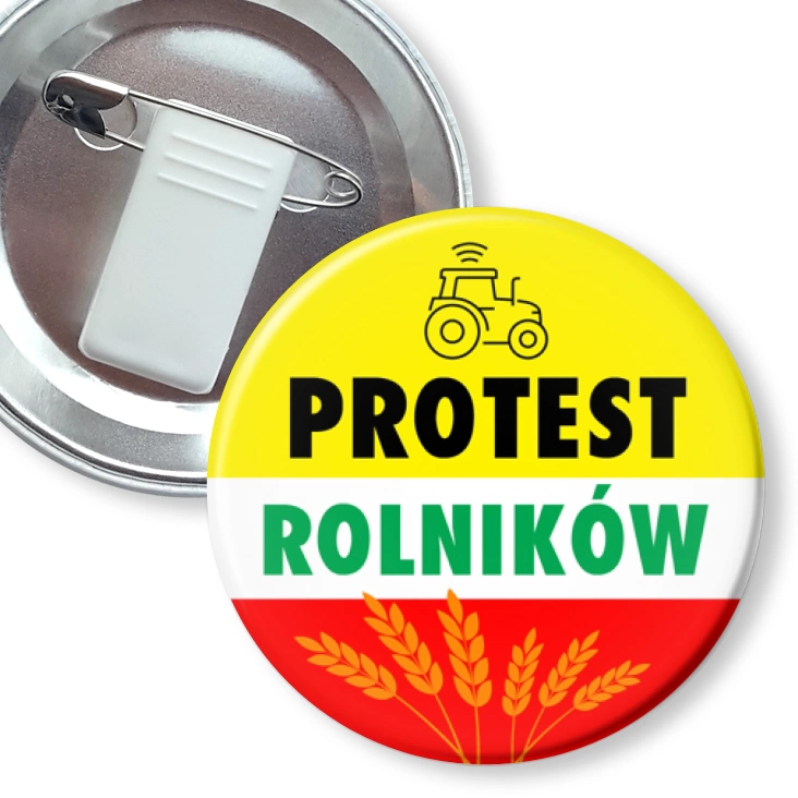 przypinka z żabką i agrafką Protest rolników