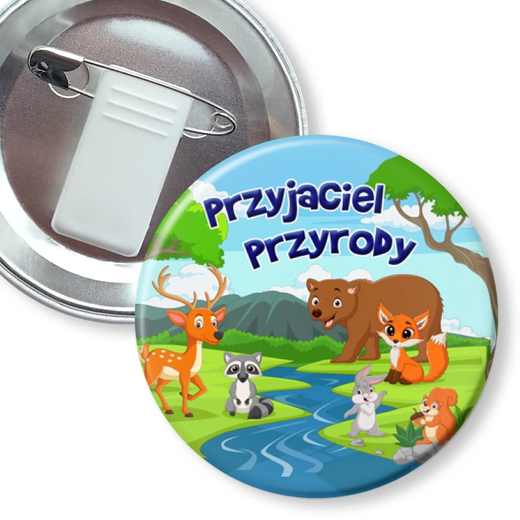 przypinka z żabką i agrafką Przyjaciel przyrody Dzień Ziemi zwierzęta leśne