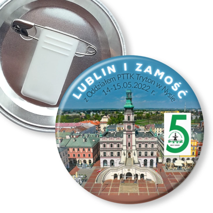 przypinka z żabką i agrafką Rajd Lublin Zamość