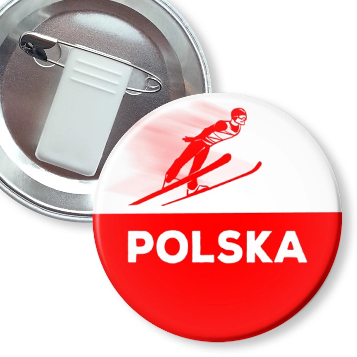 przypinka z żabką i agrafką Skoki narciarskie Polska