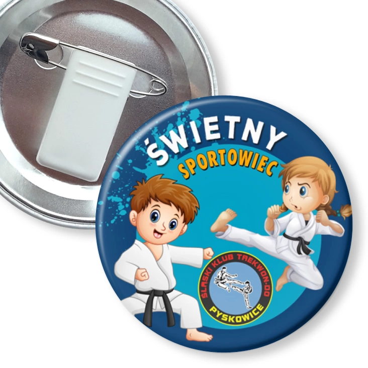 przypinka z żabką i agrafką Śląski Klub Taekwon-do
