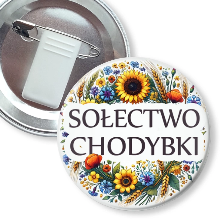 przypinka z żabką i agrafką Sołectwo Chodybki