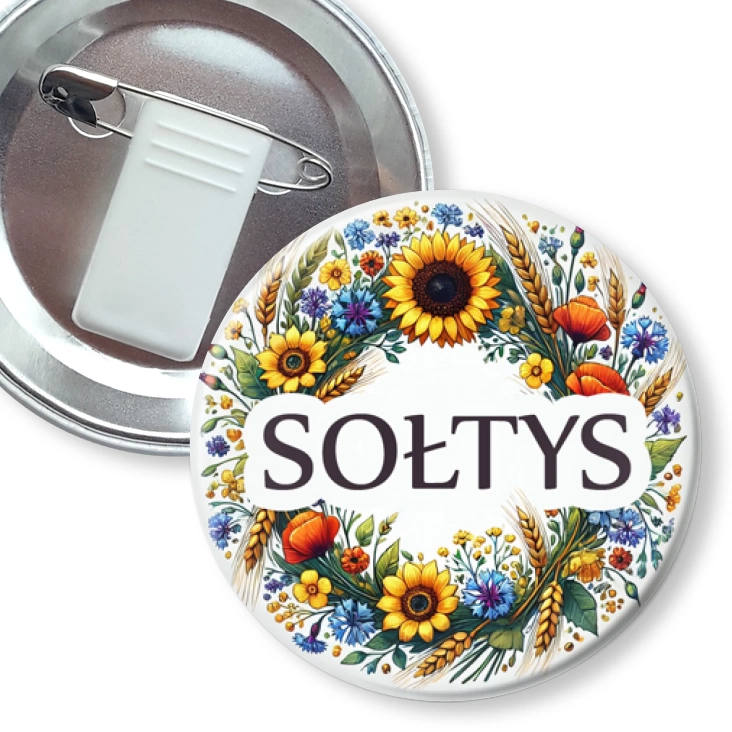 przypinka z żabką i agrafką Sołtys polskie kwiaty polne