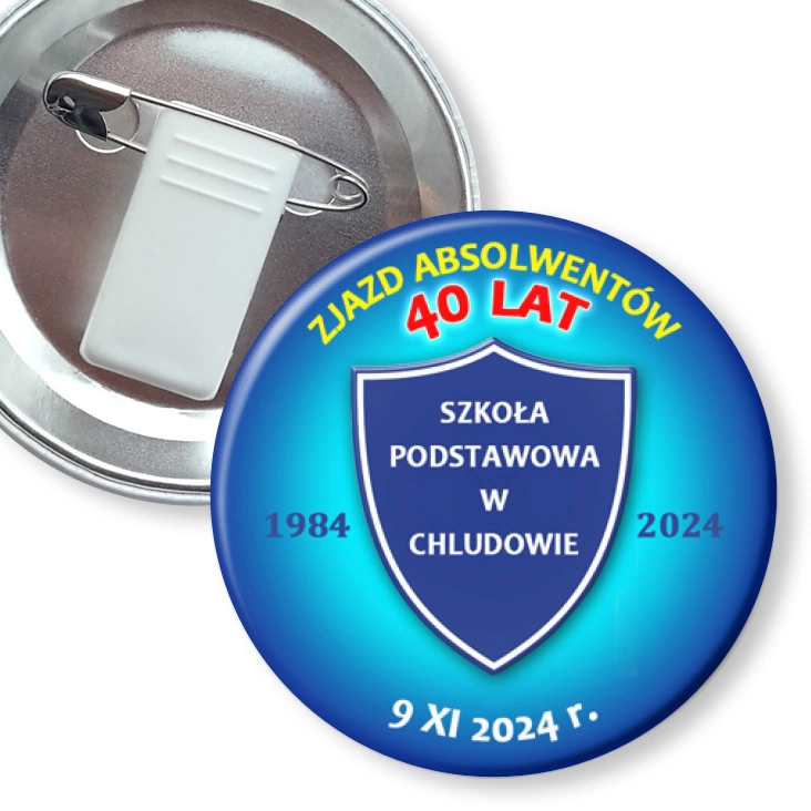 przypinka z żabką i agrafką SP w Chludowie Zjazd Absolwentów
