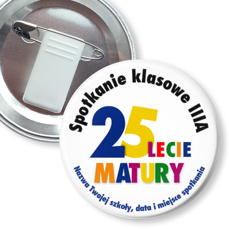 przypinka z żabką i agrafką Spotkanie klasowe po maturze