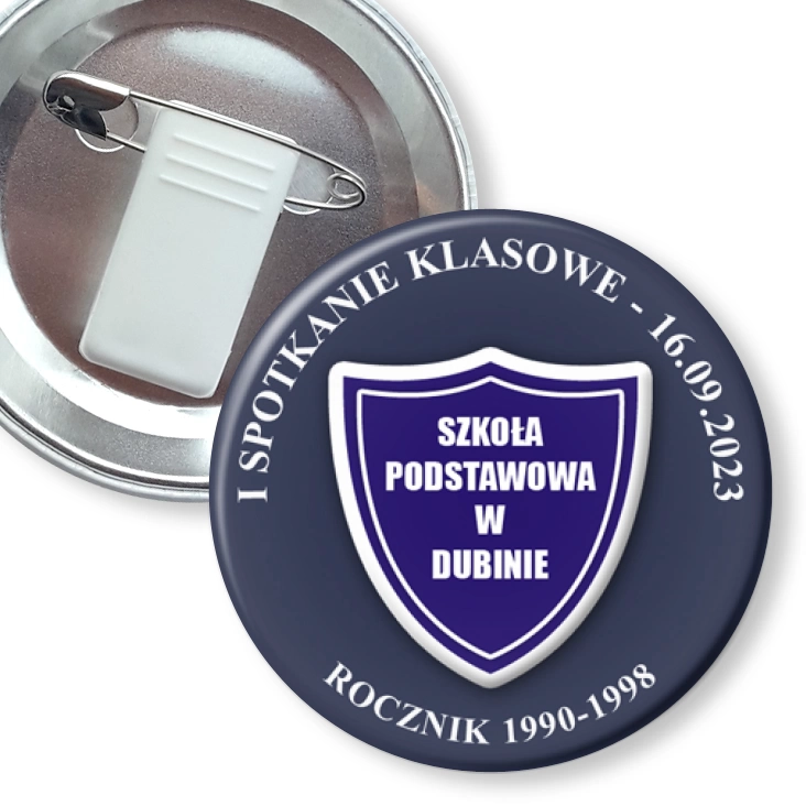 przypinka z żabką i agrafką Spotkanie klasowe SP w Dubinie