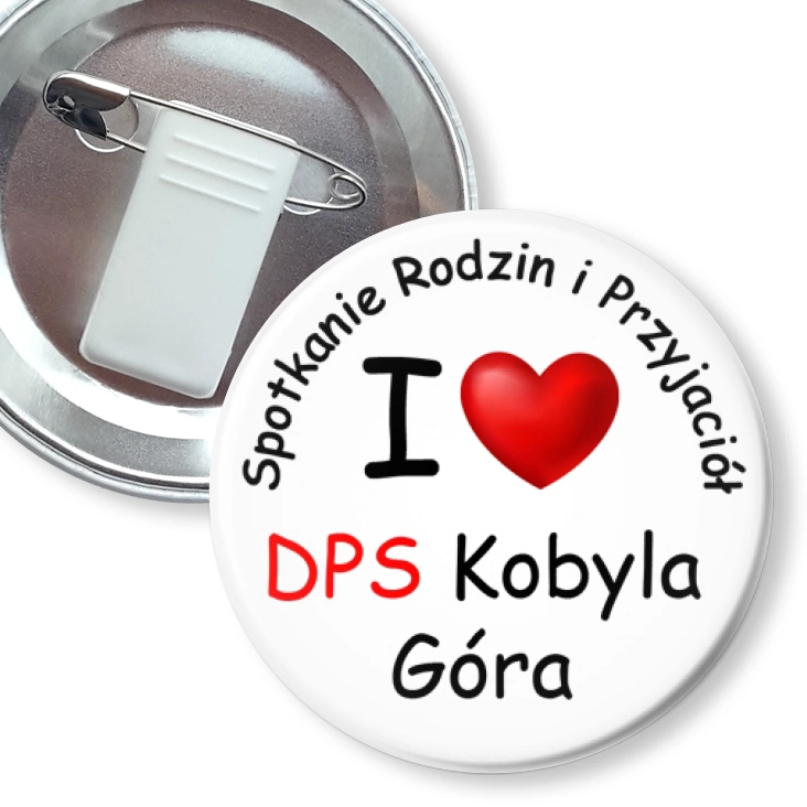 przypinka z żabką i agrafką Spotkanie Rodzin i Przyjaciół DPS Kobyla Góra