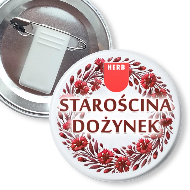 przypinka z żabką i agrafką Starościna Dożynek