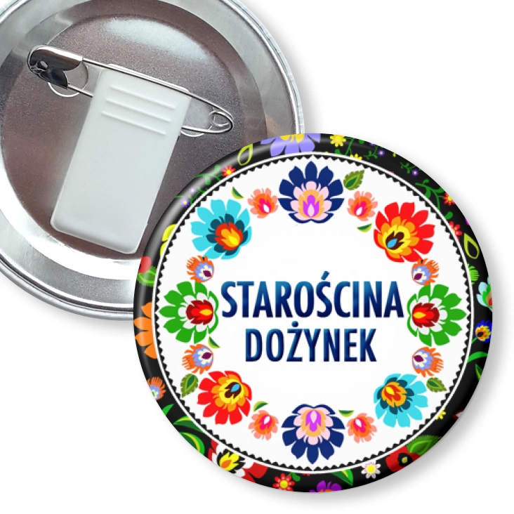 przypinka z żabką i agrafką Starościna dożynek folklor