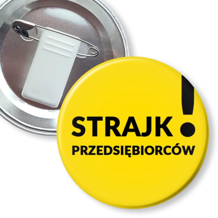 przypinka z żabką i agrafką Strajk przedsiębiorców