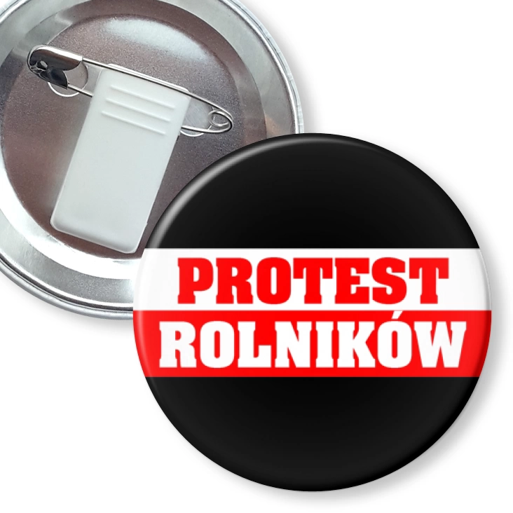 przypinka z żabką i agrafką Strajk rolników