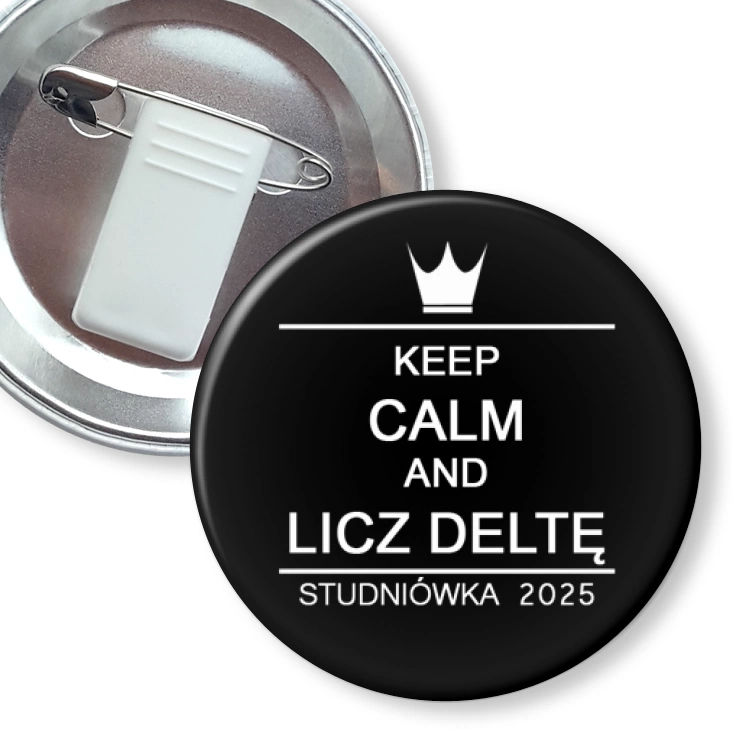 przypinka z żabką i agrafką Studniówka czarna keep calm and licz delte