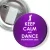 Przypinka z żabką i agrafką Studniówka keep calm and dance fioletowa