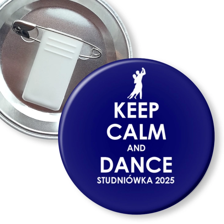 przypinka z żabką i agrafką Studniówka keep calm and dance