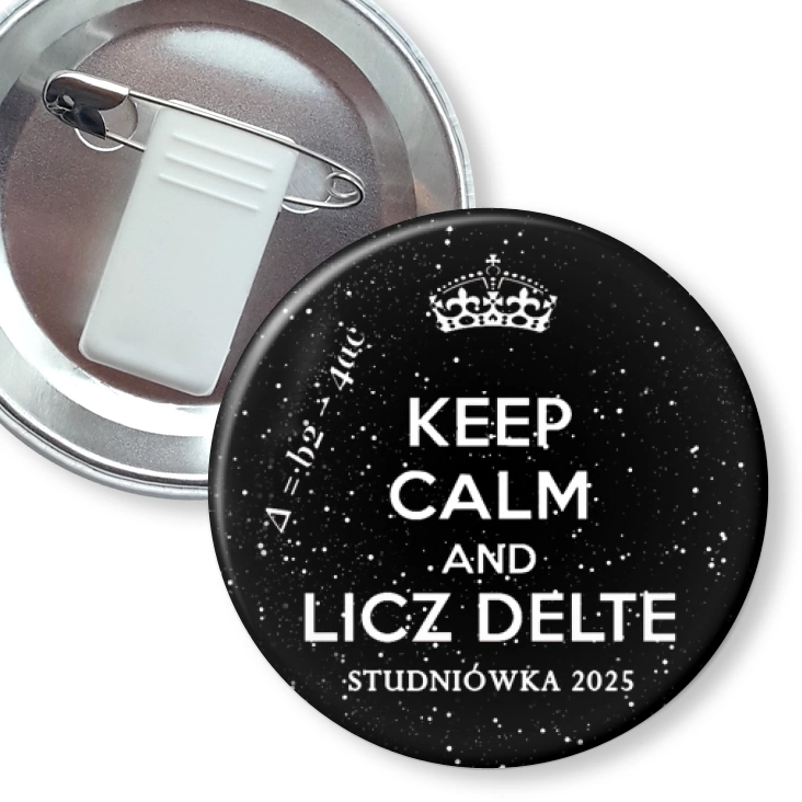 przypinka z żabką i agrafką Studniówka keep calm and licz delte