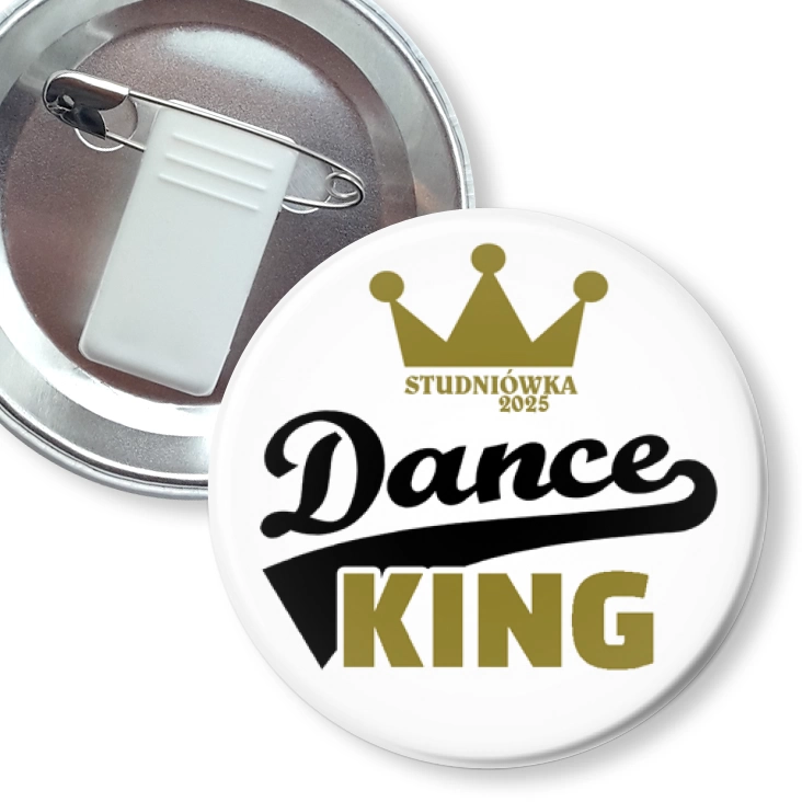 przypinka z żabką i agrafką Studniówka Dance King