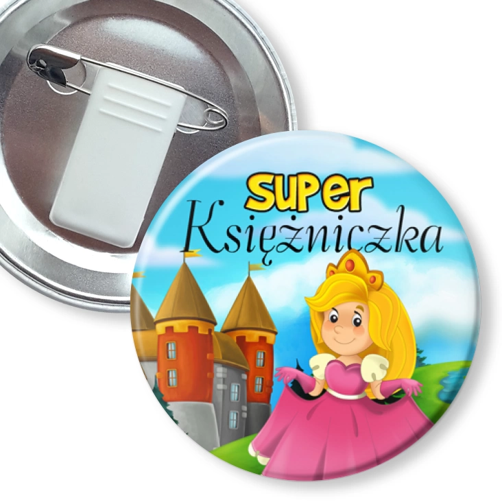 przypinka z żabką i agrafką Super Księżniczka Śpiąca Królewna