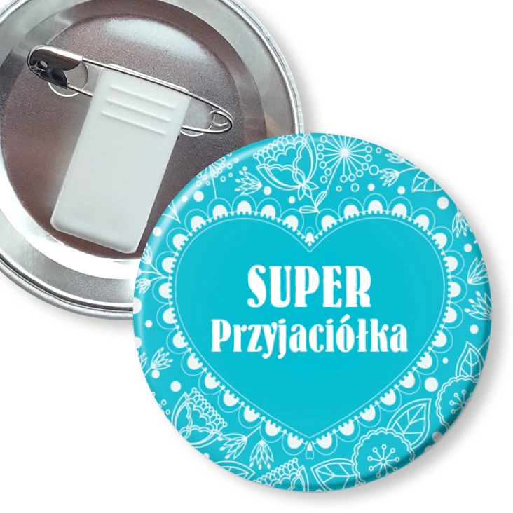 przypinka z żabką i agrafką Super przyjaciółka