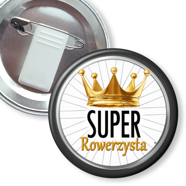 przypinka z żabką i agrafką Super rowerzysta