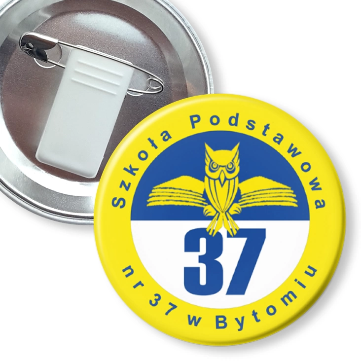 przypinka z żabką i agrafką Szkoła Podstawowa nr 37 w Bytomiu