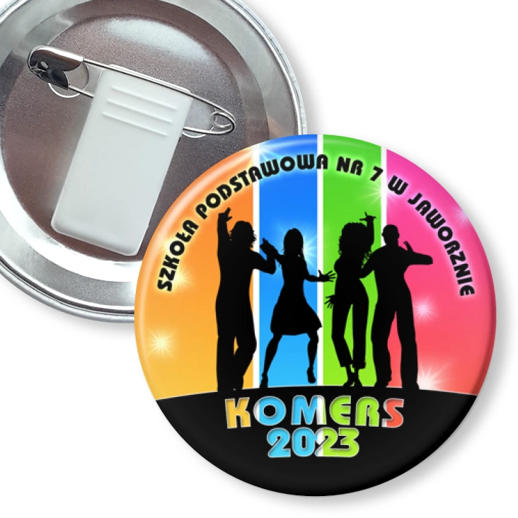 przypinka z żabką i agrafką Szkoła Podstawowa nr 7 w Jaworznie Komers 2023